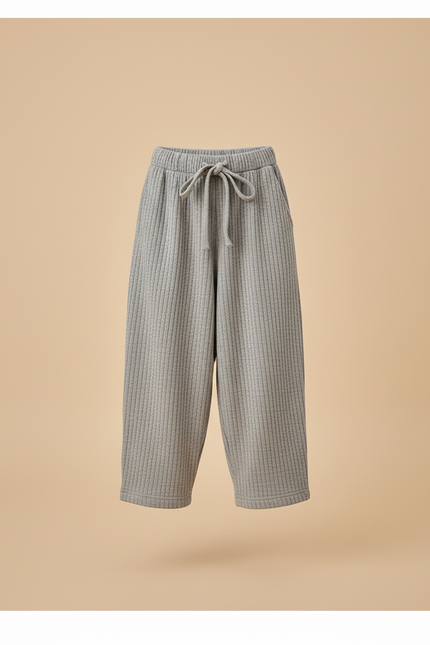 Pantalon Baggy Gris Côtelé Ample Cordon Enfant - Cordé - vue 3