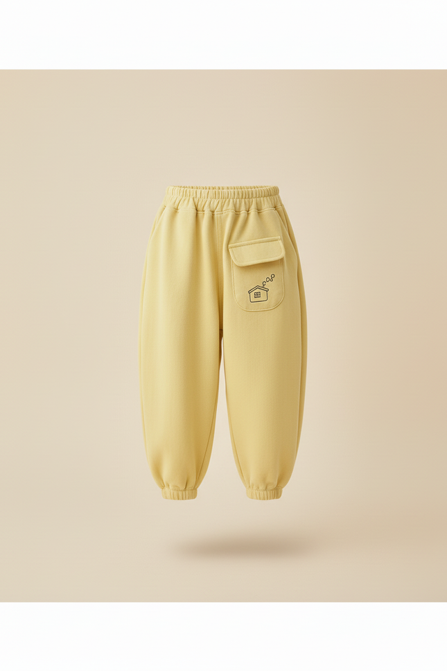 Pantalon Baggy Jaune Ample Molleton Maison Enfant - vue 3