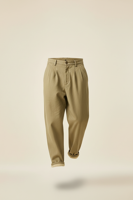 Pantalon Baggy Kaki Ample Plissé Décontracté Homme - Toile - vue 3