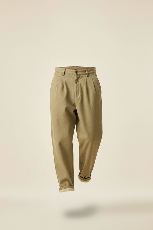 Pantalon Baggy Kaki Ample Plissé Décontracté Homme - Toile - vue 3
