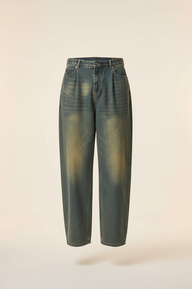 Pantalon Baggy Denim Bleu Délavé Large Casual Homme - Jean - vue 3