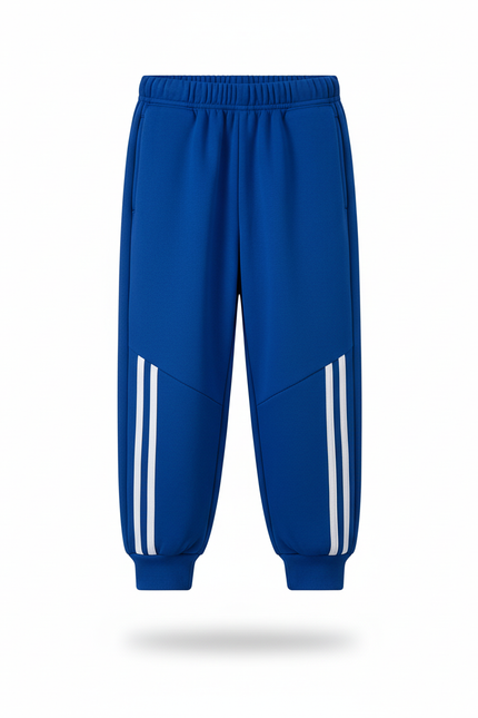 Pantalon Baggy Bleu Molletonné Sportif Rayures Blanches Enfant - vue 2