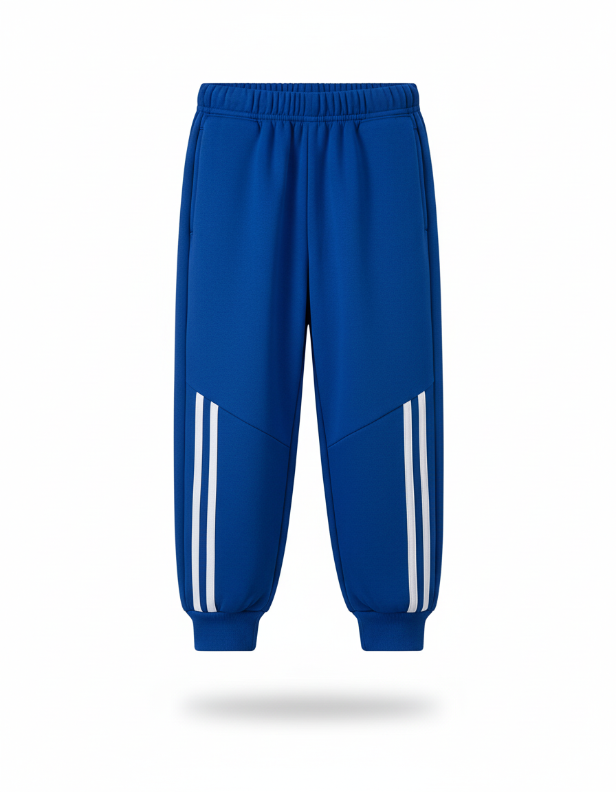 Pantalon Baggy Bleu Molletonné Sportif Rayures Blanches Enfant - vue 2