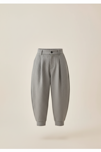 Pantalon Baggy Gris Ample Plissé Coton Enfant - Molleton - vue 3