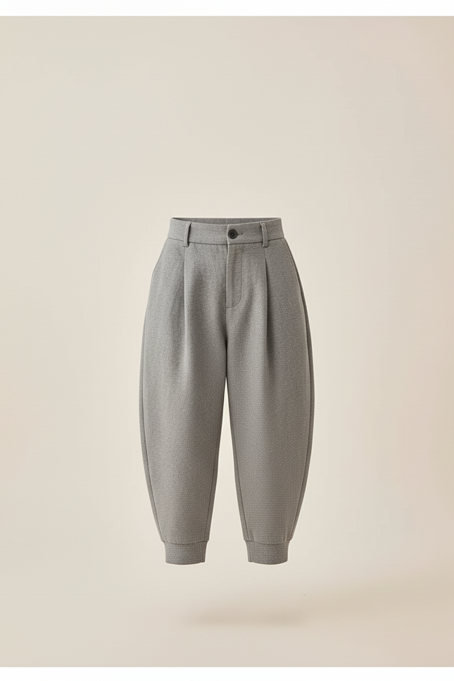 Pantalon Baggy Gris Ample Plissé Coton Enfant - Molleton - vue 3