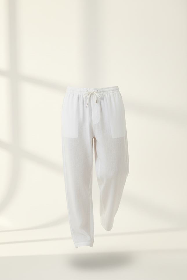 Pantalon Baggy Blanc Lin Ample Décontracté Léger Homme - vue 3