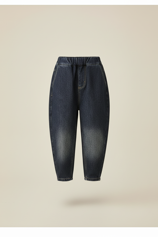 Pantalon Baggy Jean Denim Ample Garçon Hiver - Marine - vue 3