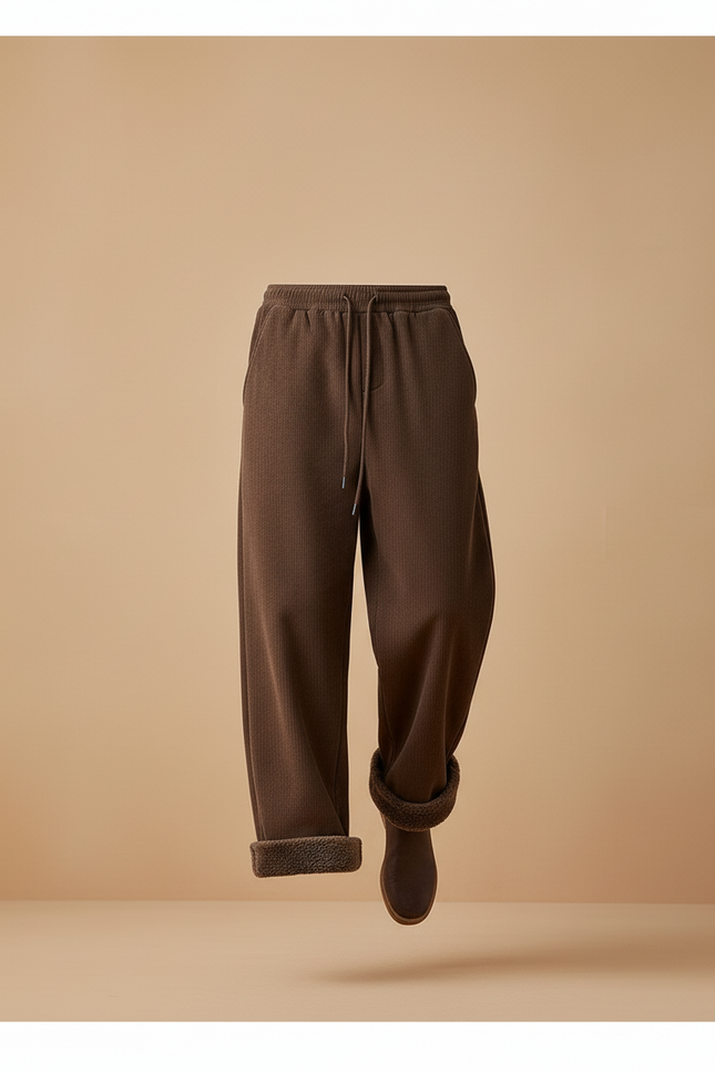 Pantalon Baggy Marron Côtelé Ample Doublé Hiver - Cordé - vue 3