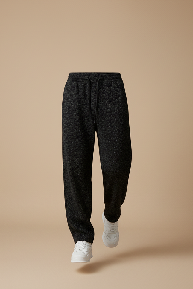 Pantalon Baggy Noir Moucheté Ample Décontracté Homme - Molleton - vue 3