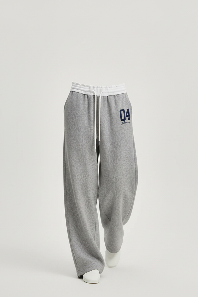 Pantalon Baggy Gris Sportif Ample Cordon Décontracté - Molleton - vue 3