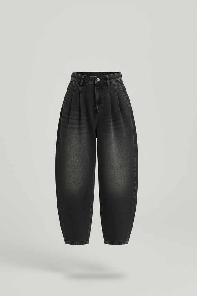 Pantalon Baggy Jean Gris Ample Unisexe Décontracté - vue 3