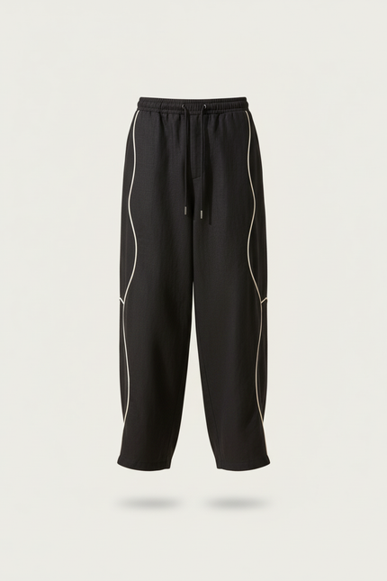 Pantalon Baggy Noir Ample Lin Wavy Homme - vue 3