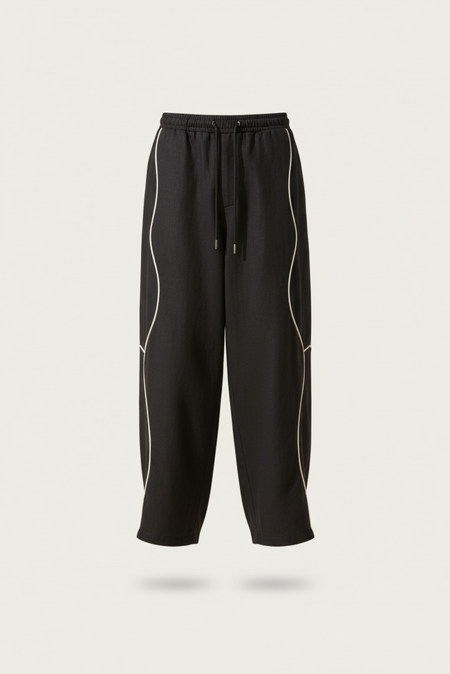 Pantalon Baggy Noir Ample Lin Wavy Homme - vue 3