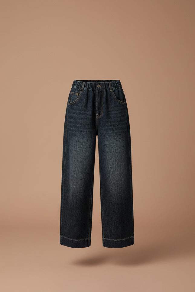 Pantalon Baggy Denim Bleu Large Ample Fille - Marine Jean - vue 3