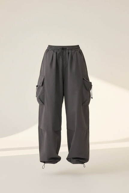 Pantalon Baggy Gris Cargo Ample Décontracté Femmes - Gabardine - vue 3