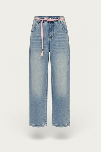 Pantalon Baggy Jean Denim Ample Décontracté Fille - Bleu - vue 3