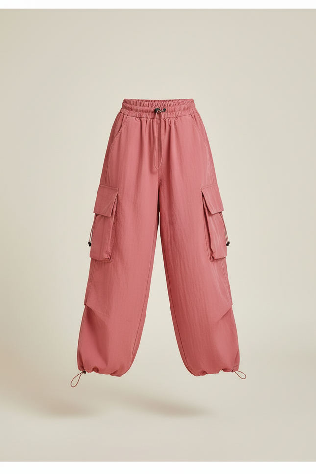 Pantalon Baggy Rose Cargo Ample Décontracté Fille - Polyester - vue 3