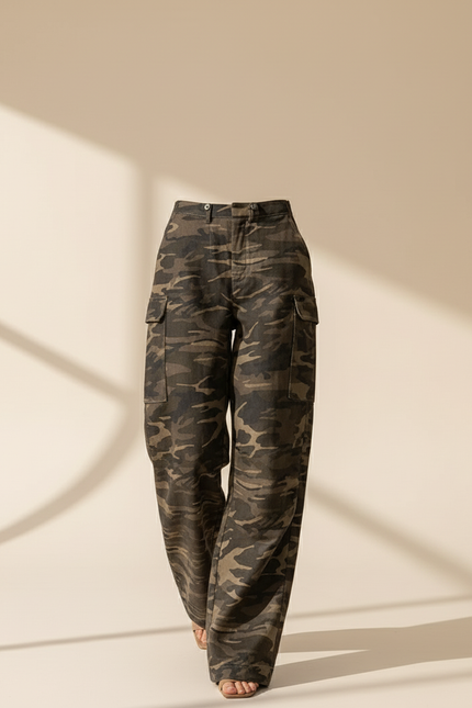 Pantalon Baggy Camouflage Femme - Kaki Toile - vue 3