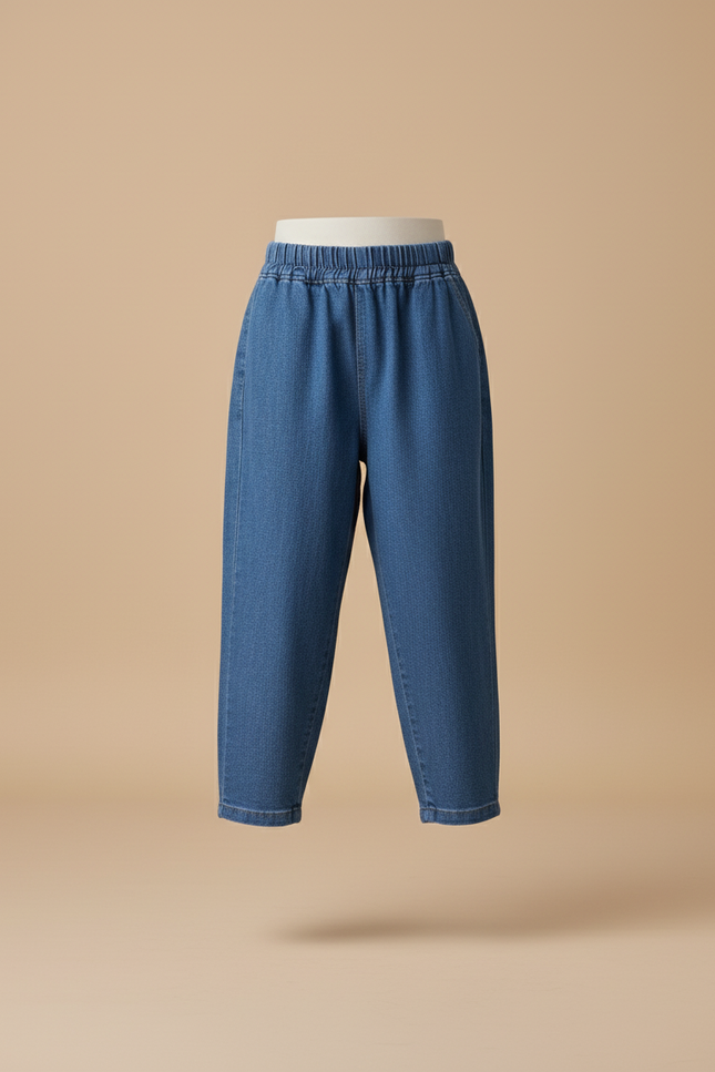 Pantalon Baggy Denim Bleu Élastiqué Ample Enfant Fille - Jean - vue 3