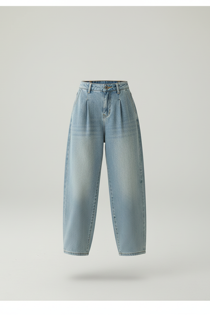 Pantalon Baggy Fille Bleu Taille Haute - Jean - vue 3