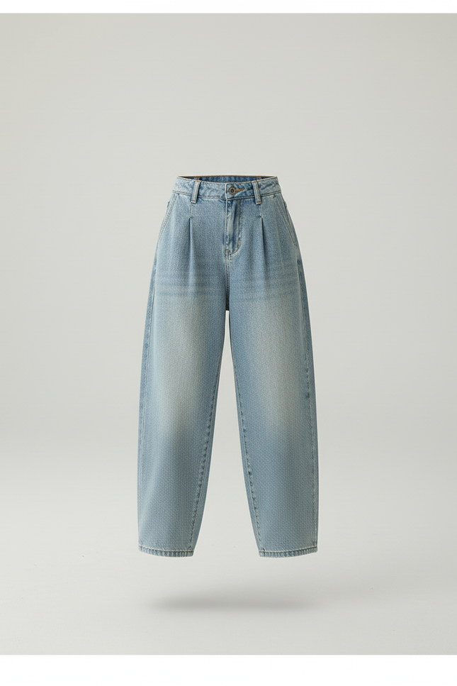Pantalon Baggy Fille Bleu Taille Haute - Jean - vue 3