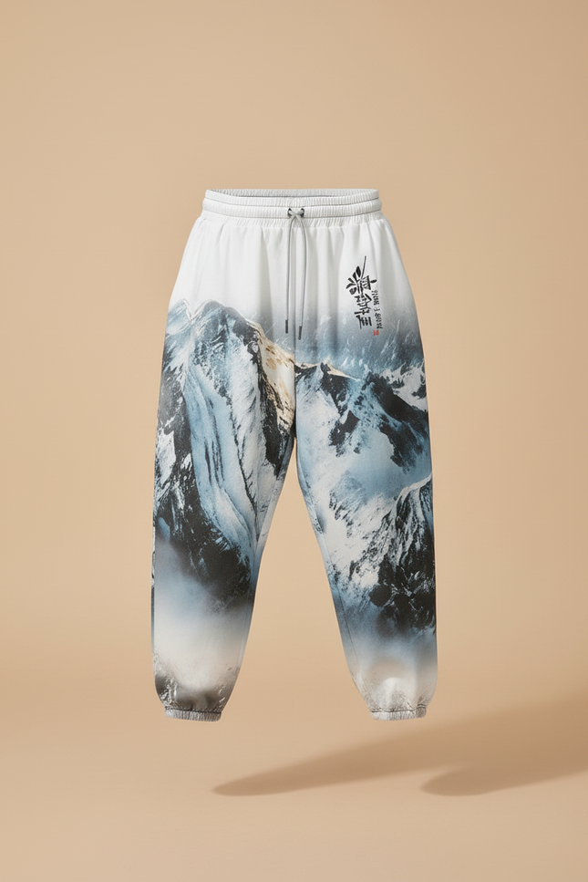 Pantalon Baggy Blanc Imprimé Montagne Neigeux Garçon - Molleton - vue 3