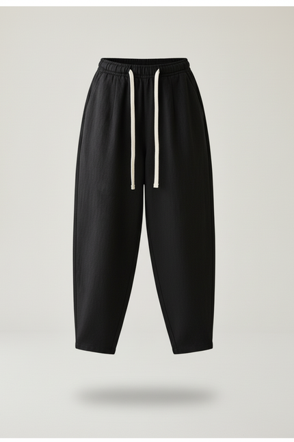 Pantalon Baggy Noir Lin Ample Enfant Cordon - vue 3