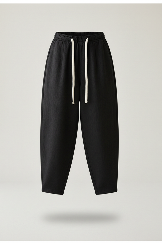 Pantalon Baggy Noir Lin Ample Enfant Cordon - vue 3
