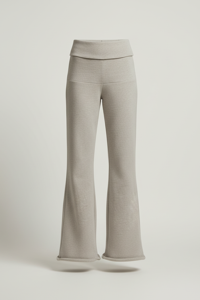 Pantalon Baggy Gris Clair Ample Confortable Évasé - Molleton - vue 3