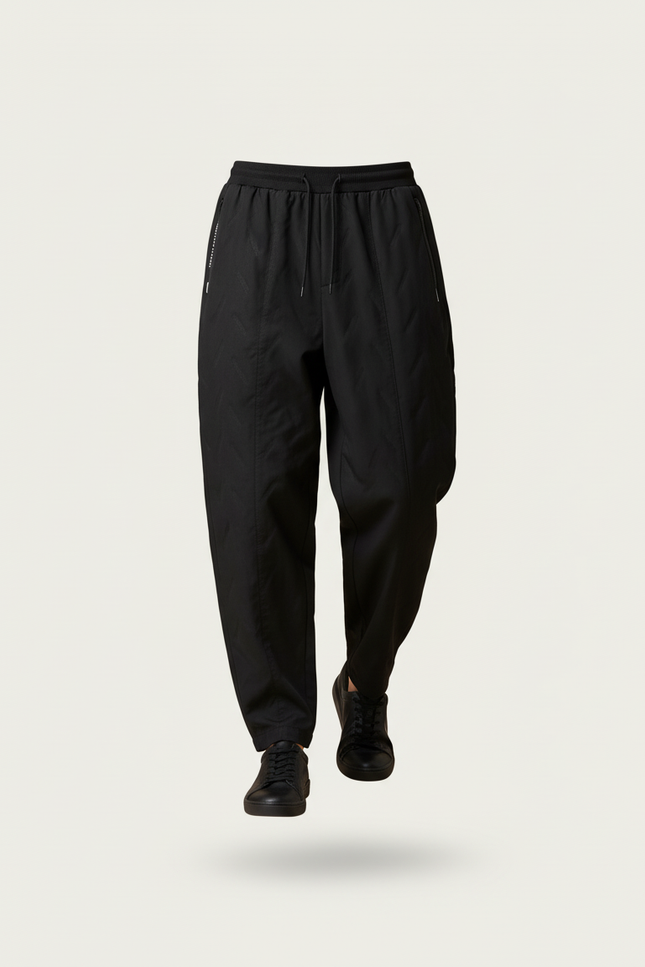 Pantalon Baggy Noir Ample Coton Cordon Décontracté - vue 3