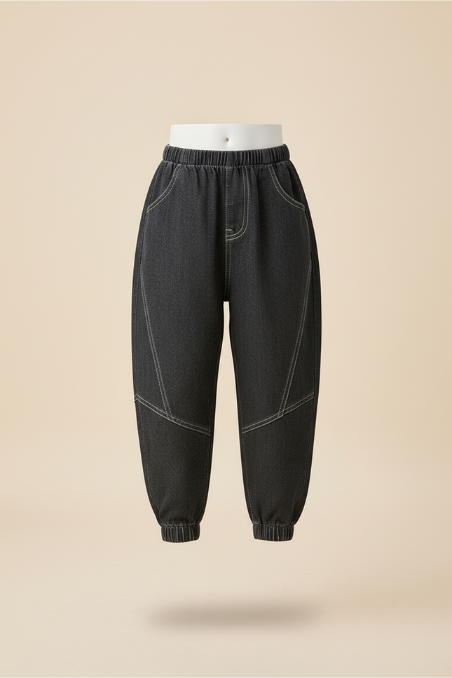Pantalon Baggy Jean Gris Ample Garçon Décontracté - vue 3