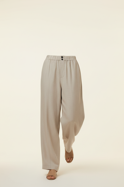 Pantalon Baggy Beige Tissé Ample Confortable Femme - Lin - vue 3