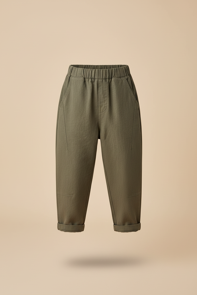 Pantalon Baggy Kaki Ample Coton Élastique Garçon - Toile - vue 3