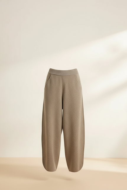 Pantalon Baggy Laine Marron Ample Tricoté Hiver - vue 3