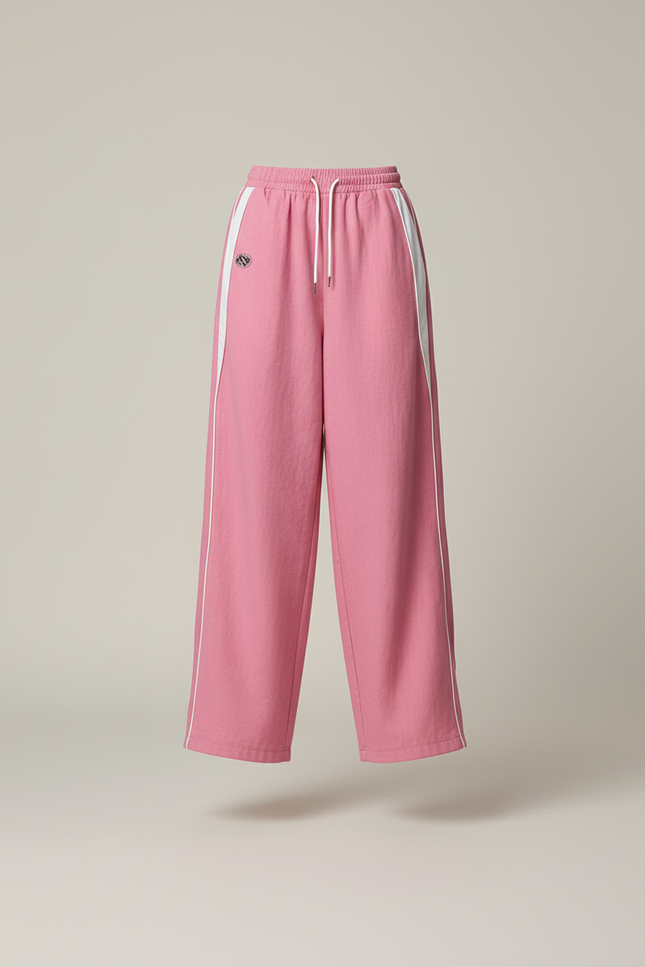 Pantalon Baggy Rose Ample Rayures Blanches Sport - Molleton - vue 3