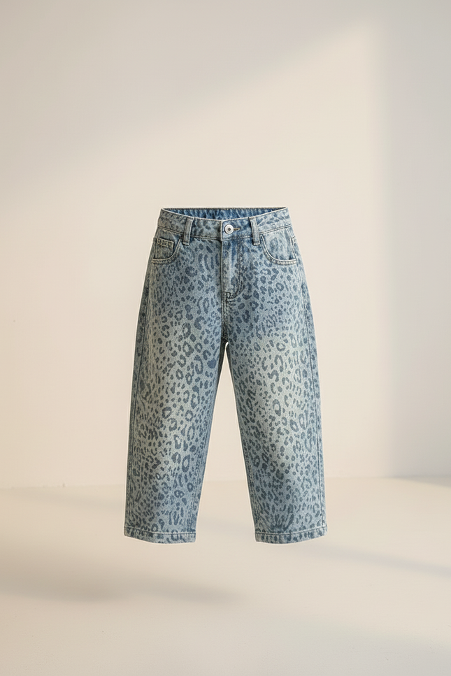 Pantalon Baggy Léopard Denim Ample Confortable Enfant - Imprimé Jean - vue 3