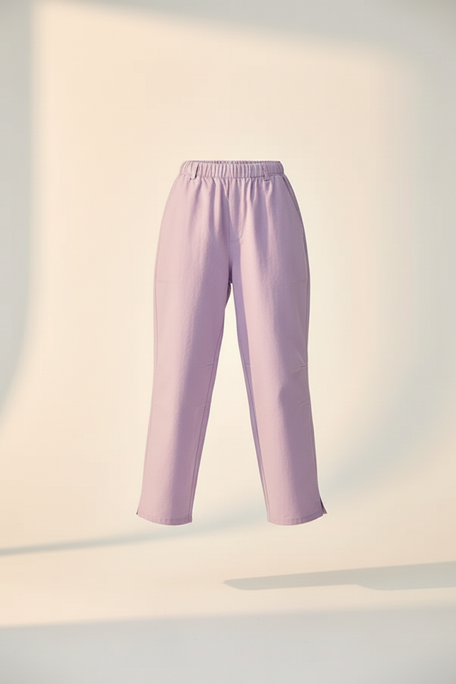 Pantalon Baggy Lilas Ample Taille Élastiquée - Violet Toile - vue 3