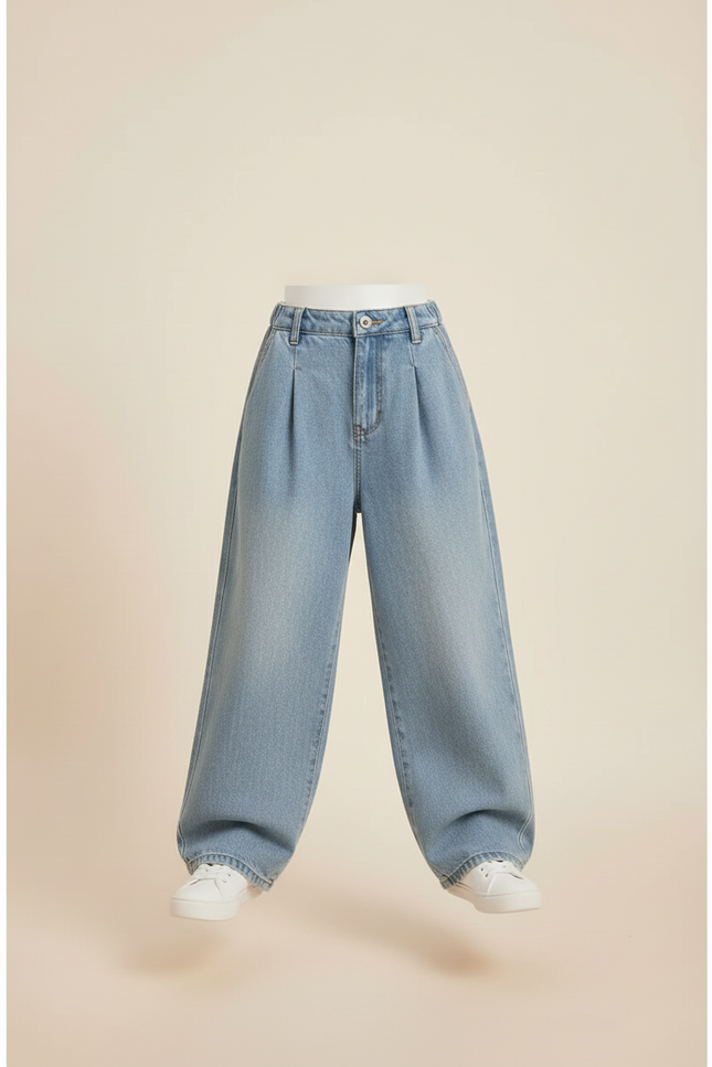 Pantalon Baggy Jean Bleu Ample Confort Décontracté - vue 3