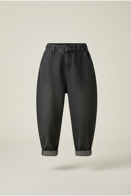 Pantalon Baggy Noir Ample Coton Épais Garçon - Jean - vue 3