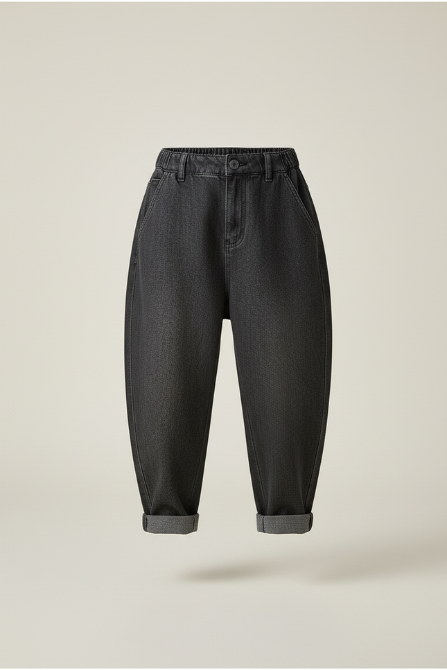 Pantalon Baggy Noir Ample Coton Épais Garçon - Jean - vue 3