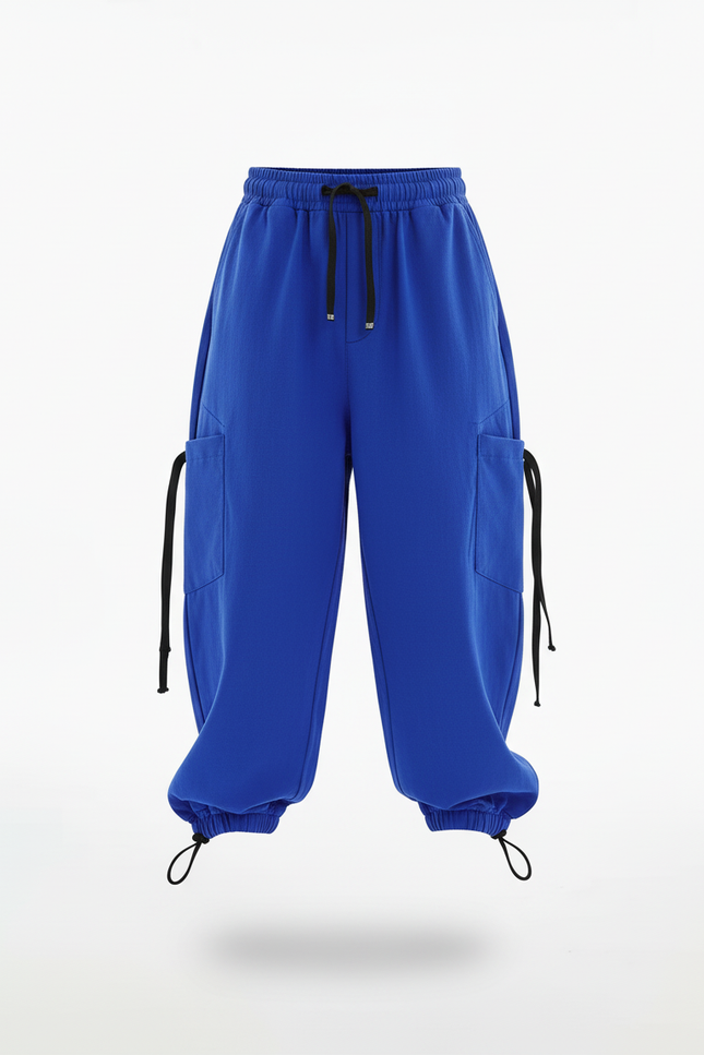 Pantalon Baggy Bleu Royal Ample Enfant Jogging - Molleton - vue 3