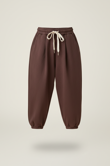 Pantalon Baggy Marron Molletonné Chaud Ample Enfant - vue 3