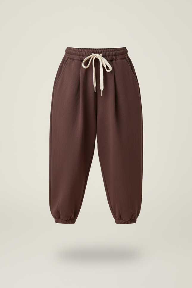Pantalon Baggy Marron Molletonné Chaud Ample Enfant - vue 3
