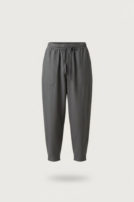 Pantalon Baggy Gris Coton Lin Ample Décontracté Homme - vue 3