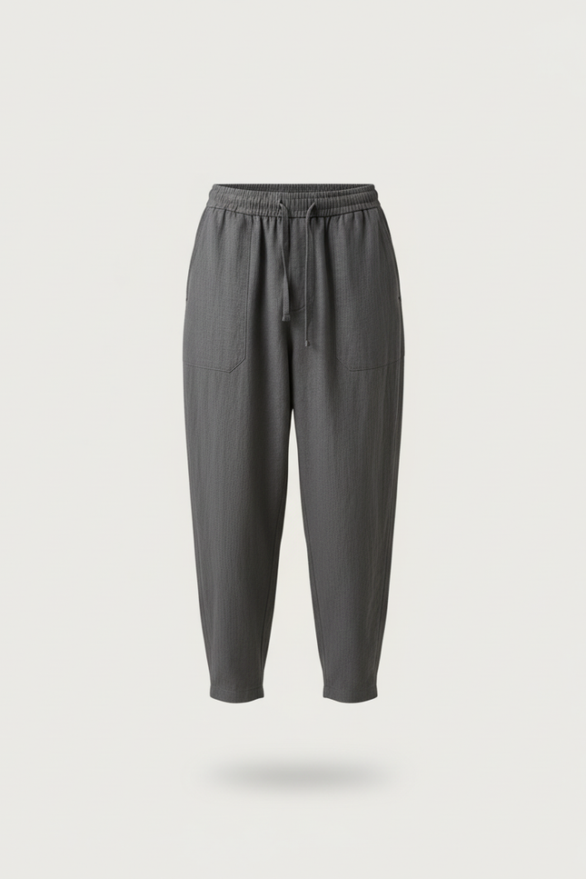 Pantalon Baggy Gris Coton Lin Ample Décontracté Homme - vue 3