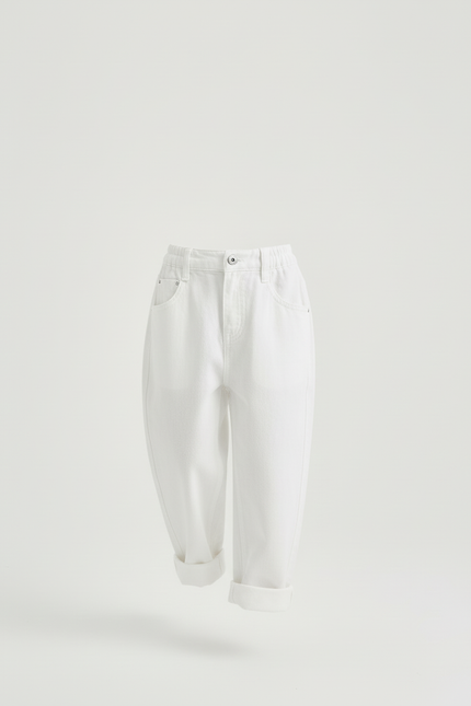 Pantalon Baggy Blanc Jean Ample Décontracté Enfant - vue 3