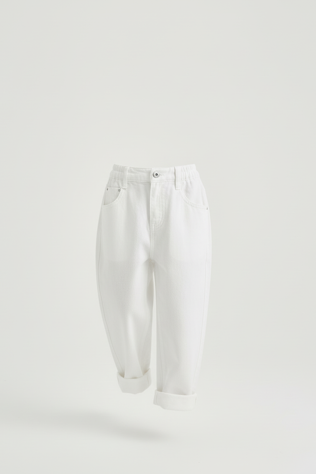 Pantalon Baggy Blanc Jean Ample Décontracté Enfant - vue 3