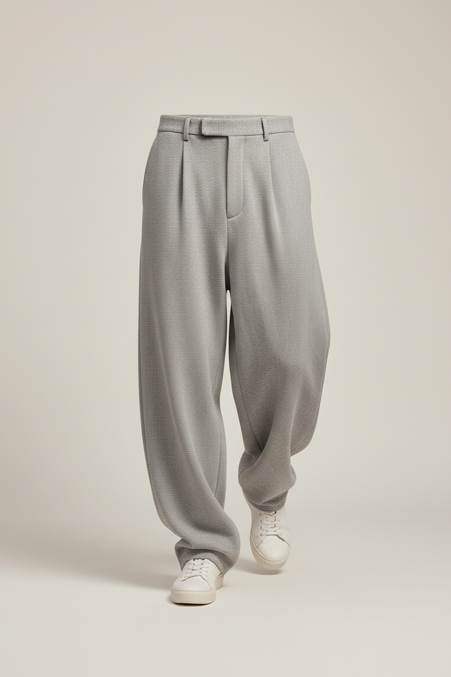 Pantalon Baggy Gris Clair Ample Droit Décontracté Homme - Molleton - vue 3