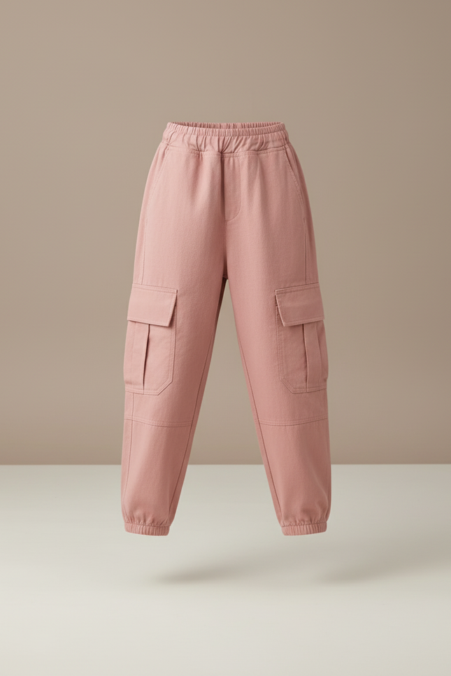 Pantalon Baggy Rose Cargo Ample Fille Coton - vue 3