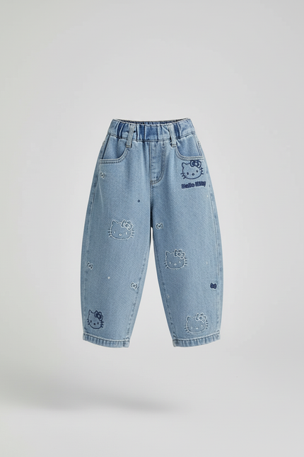 Pantalon Baggy Denim Hello Kitty Ample Décontracté Enfant - Bleu Jean - vue 3
